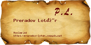 Preradov Lotár névjegykártya